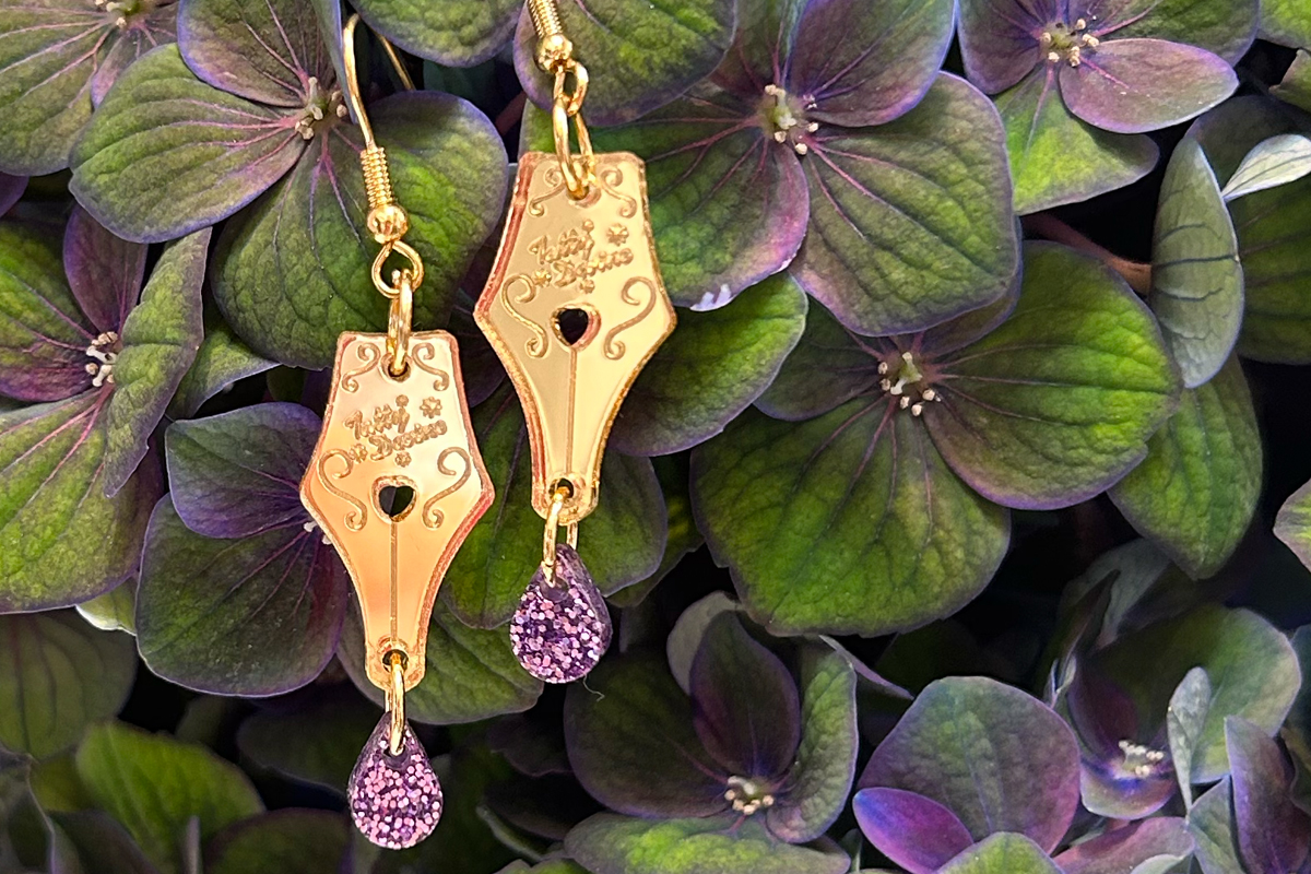 Women's Prize x Tatty Devine Pen Nib Earrings – Purple